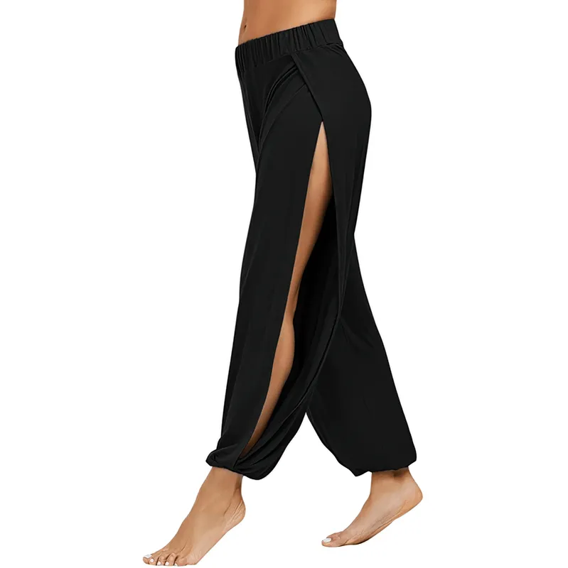 Women's Loose Sweatpants with Elastic Waist and Side Splits - SF1458