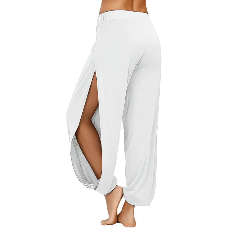 Women's Loose Sweatpants with Elastic Waist and Side Splits - SF1458