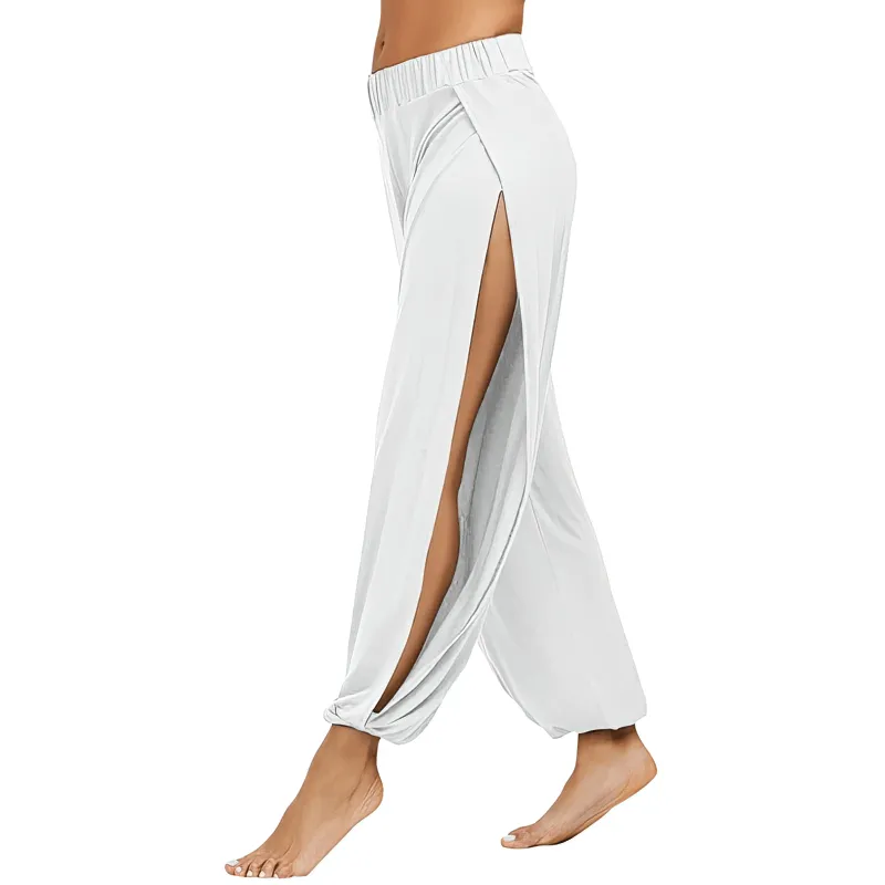 Women's Loose Sweatpants with Elastic Waist and Side Splits - SF1458