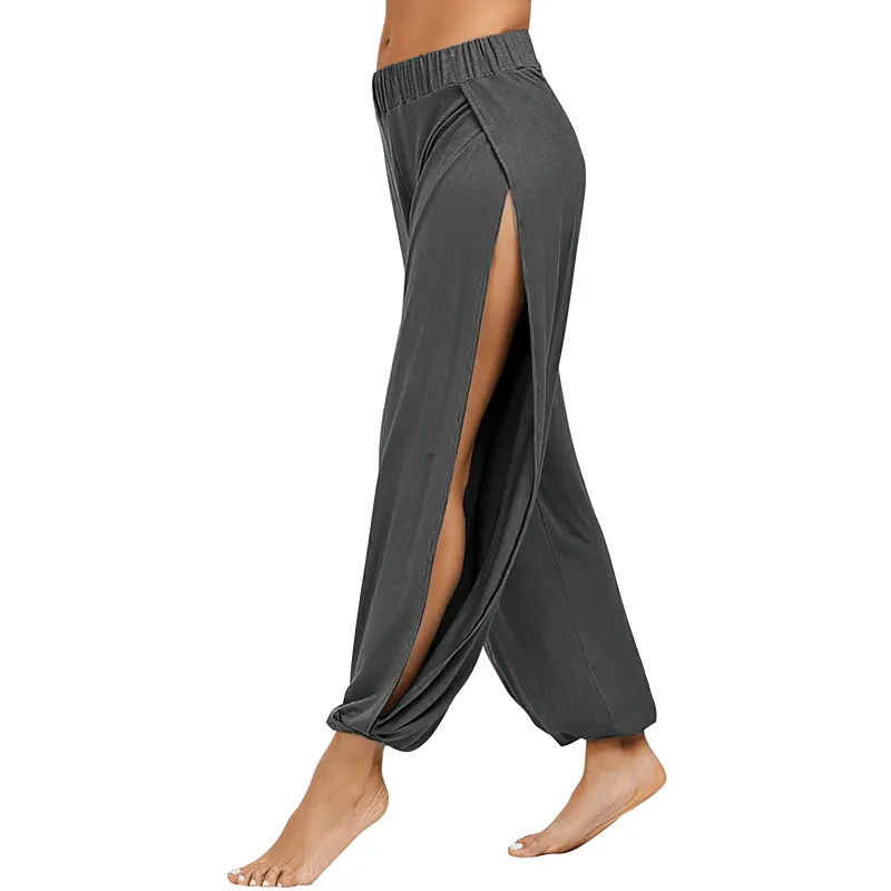 Women's Loose Sweatpants with Elastic Waist and Side Splits - SF1458
