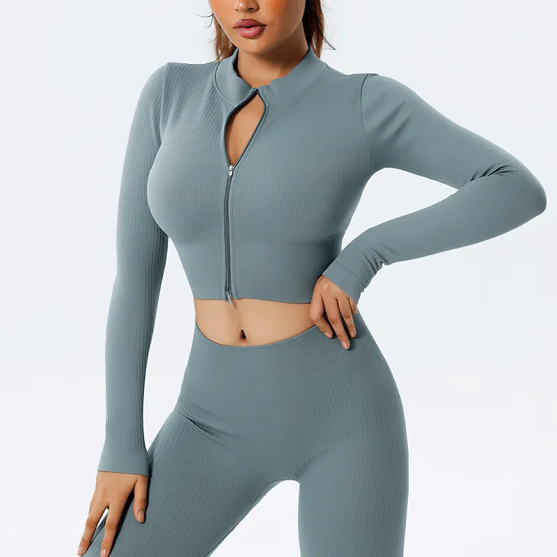 Zipper Long Sleeves Seamless Yoga Top / Fitness Clothes - SF1452