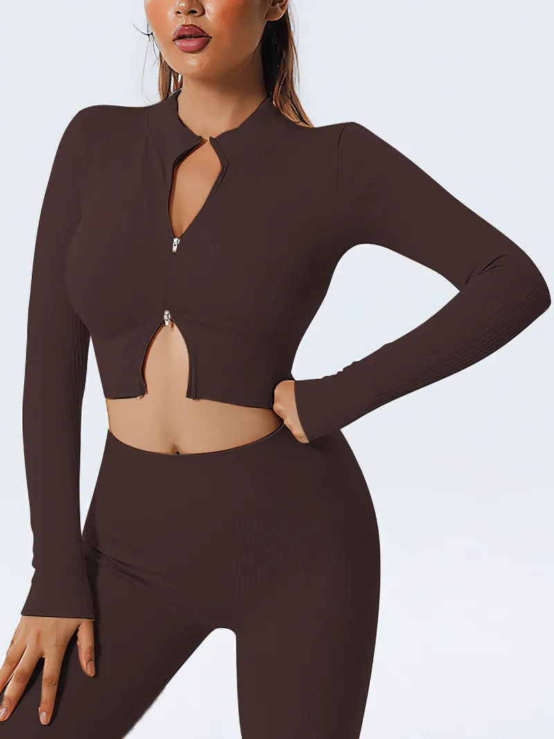 Zipper Long Sleeves Seamless Yoga Top / Fitness Clothes - SF1452