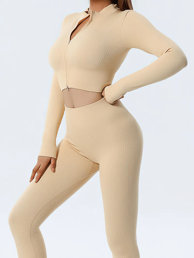 Zipper Long Sleeves Seamless Yoga Top / Fitness Clothes - SF1452